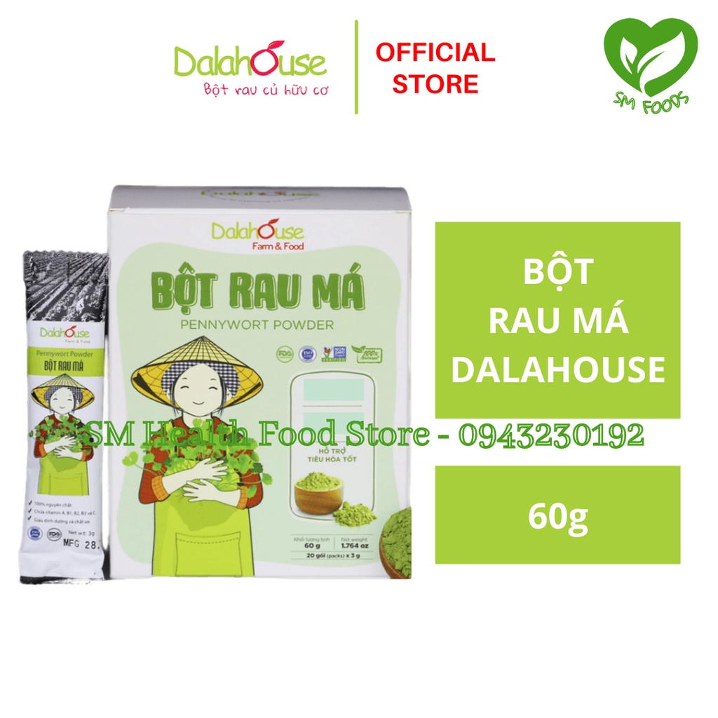 Bột Rau Má Nguyên Chất Sấy Lạnh Dalahouse 60g (20 gói * 3g)