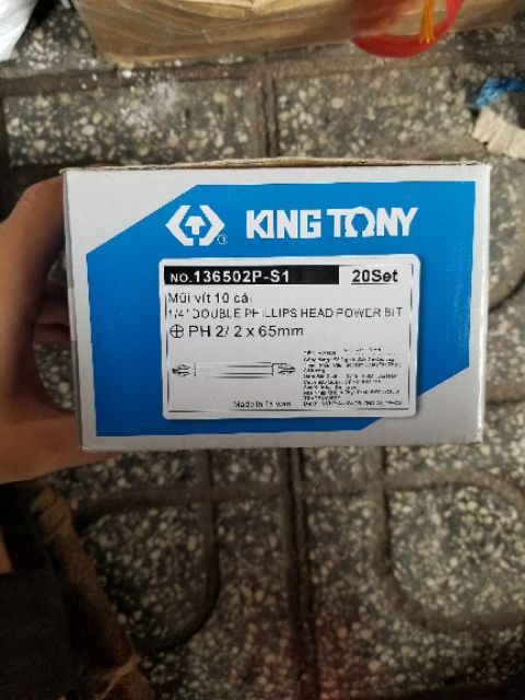 Mũi bắn vít 2 đầu 4 cạnh (bake) kingtony: (+)2 x 65mm