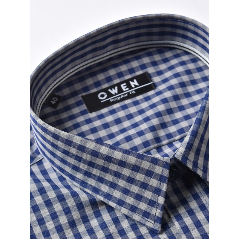 Áo Sơ Mi Nam Ngắn Tay Owen AR22669NT Somi Cộc Tay Công Sở Cao Cấp Xanh Navy Xám Kẻ Caro Nhỏ Chất Sợi Tre Regular Fit | BigBuy360 - bigbuy360.vn