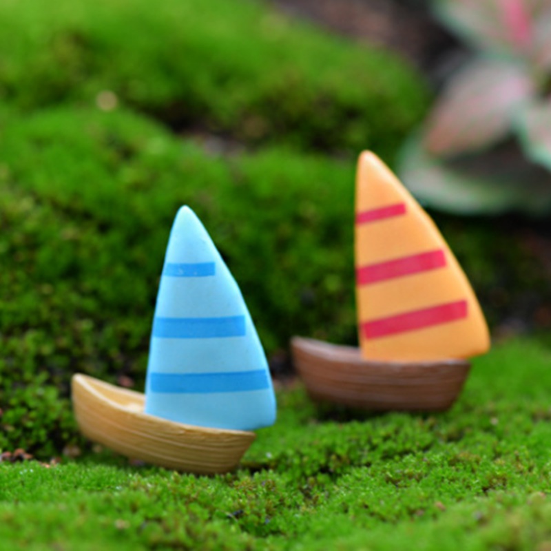 Set 2 Mô Hình Thuyền Buồm Mini Trang Trí Sân Vườn
