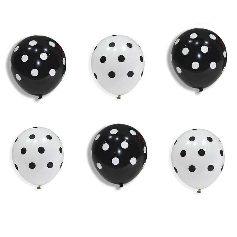 Set 10 Bong Bóng 12 Inch Họa Tiết Chấm Bi Xinh Xắn Dùng Để Trang Trí Tiệc