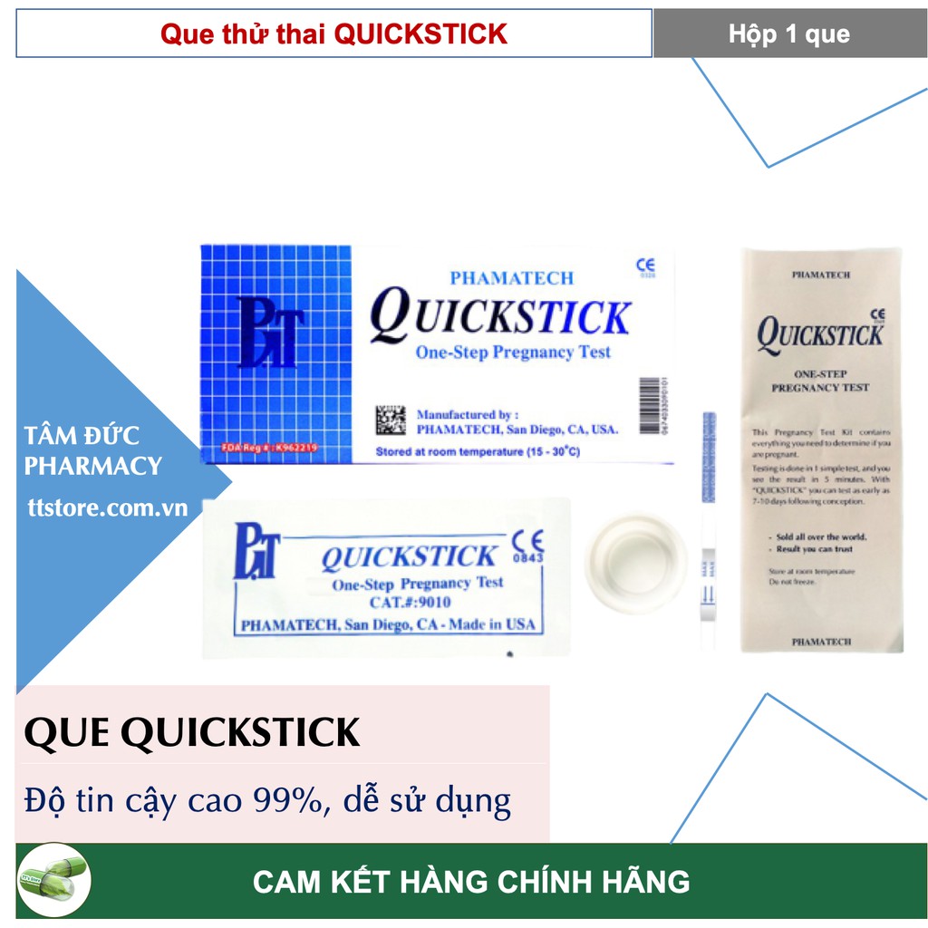 Que thử thai QUICKSTICK - Pregnancy test - HCG - Nhập khẩu từ USA