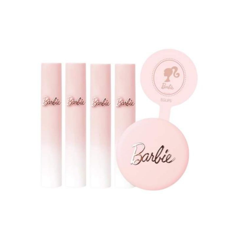 Combo trọn bộ phiên bản Barbie x Eglips - 4 màu son kem 4.3g + 1 Phấn Phủ 9g+ 1 gương 5g