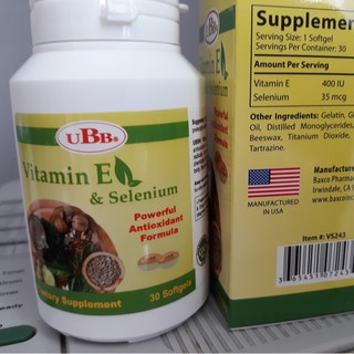 (Hạn 08/2025) UBB® Vitamin E & Selenium – Hỗ trợ chống oxy hóa (Lọ 30 viên)