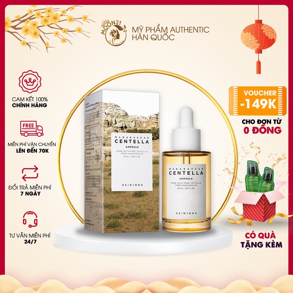 Serum rau má Skin1004 MOON21 Tinh chất rau má Skin1004 dưỡng da nhạy cảm Madagascar Centella Ampoule 55ml