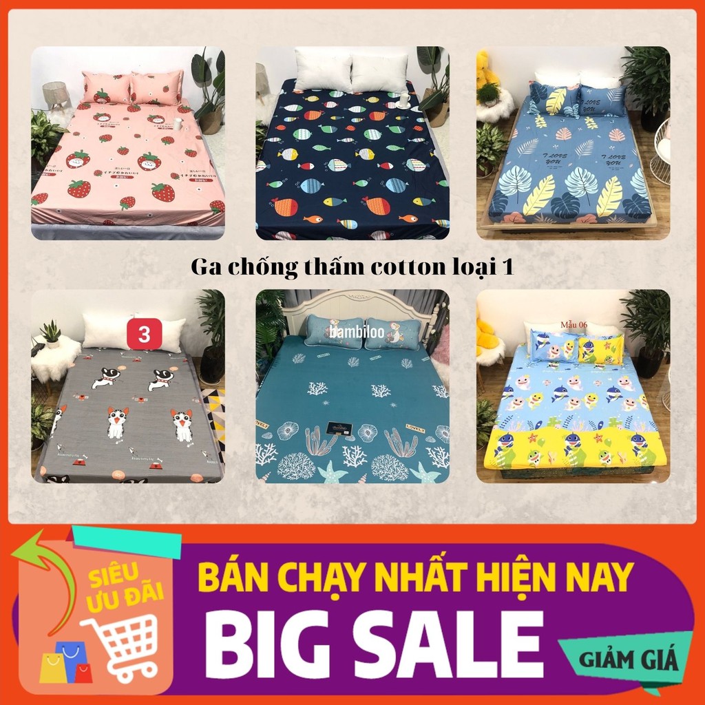 Ga chống thấm Cotton Hàn Quốc drap chống thấm cotton cho bé nằm trực tiếp, không nóng bí, không sột soạt