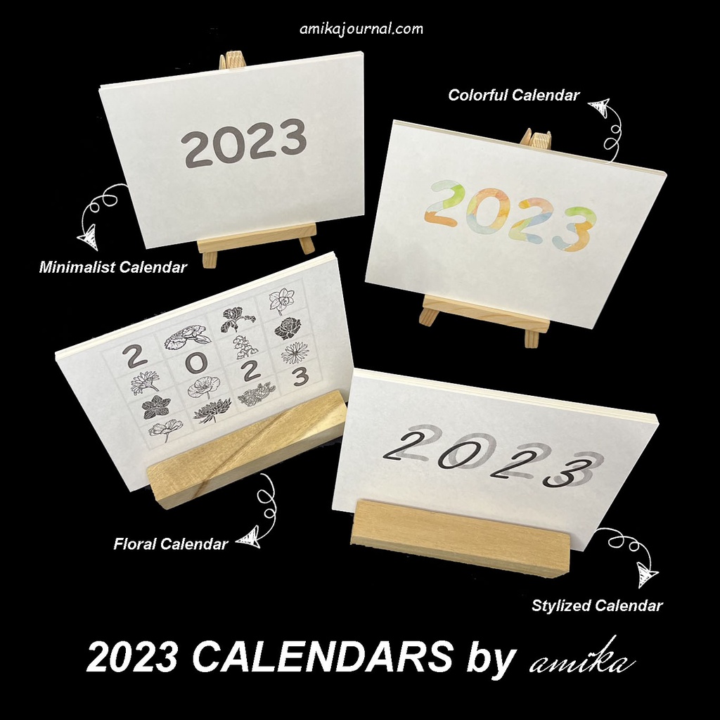 Lịch năm 2023 có âm lịch -MINIMALIST CALENDAR BY amika - Giá vẽ gỗ mini trang trí bàn học