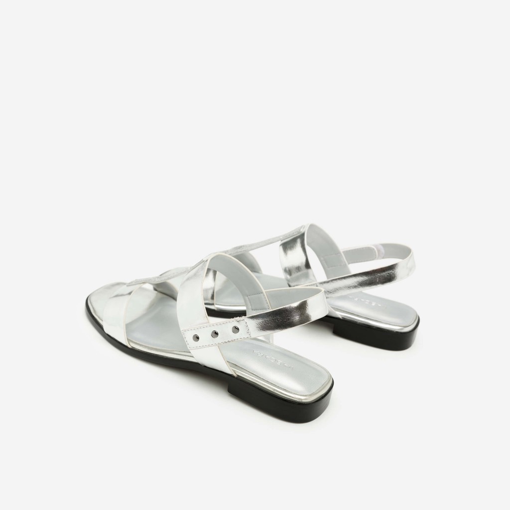 Vascara - Giày Sandal Quai Chữ T Phủ Metallic - SDK 0286 - Màu Bạc - Vascara [Chính hãng]