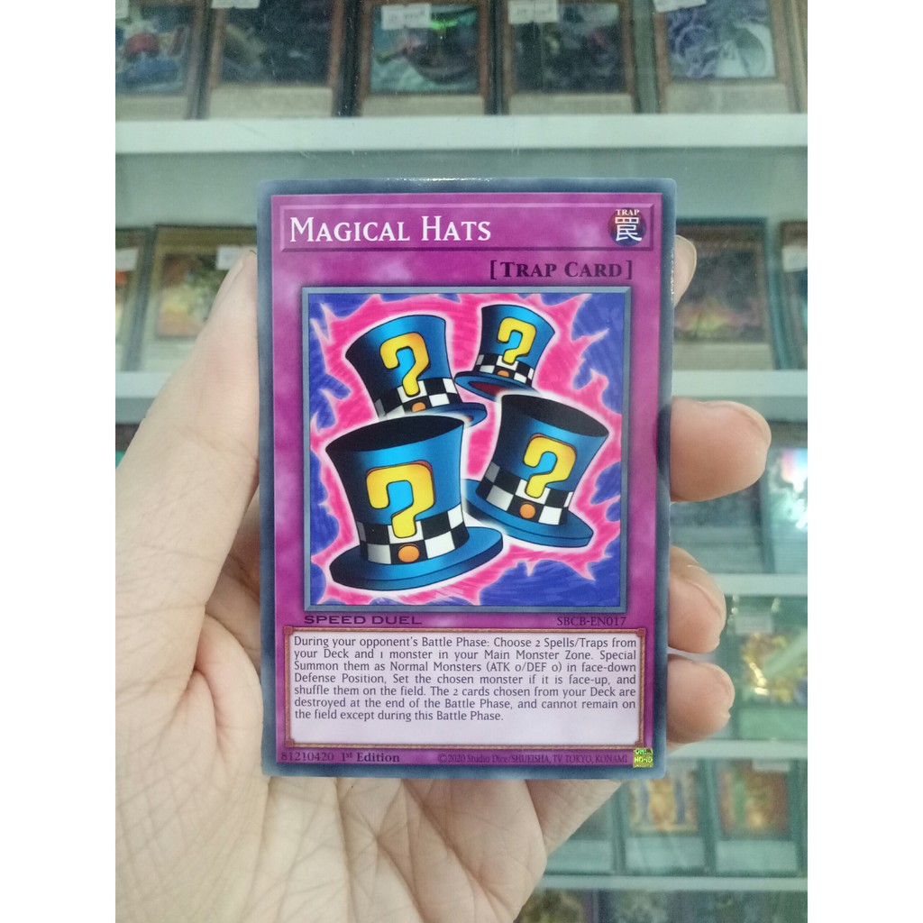 Thẻ Bài Lẻ YugiOh! Mã SBCB-EN017 - Magical Hats - Common - 1st Edition