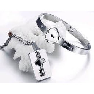 Combo dây chuyền, vòng tay cặp ổ khoá tình yêu inox