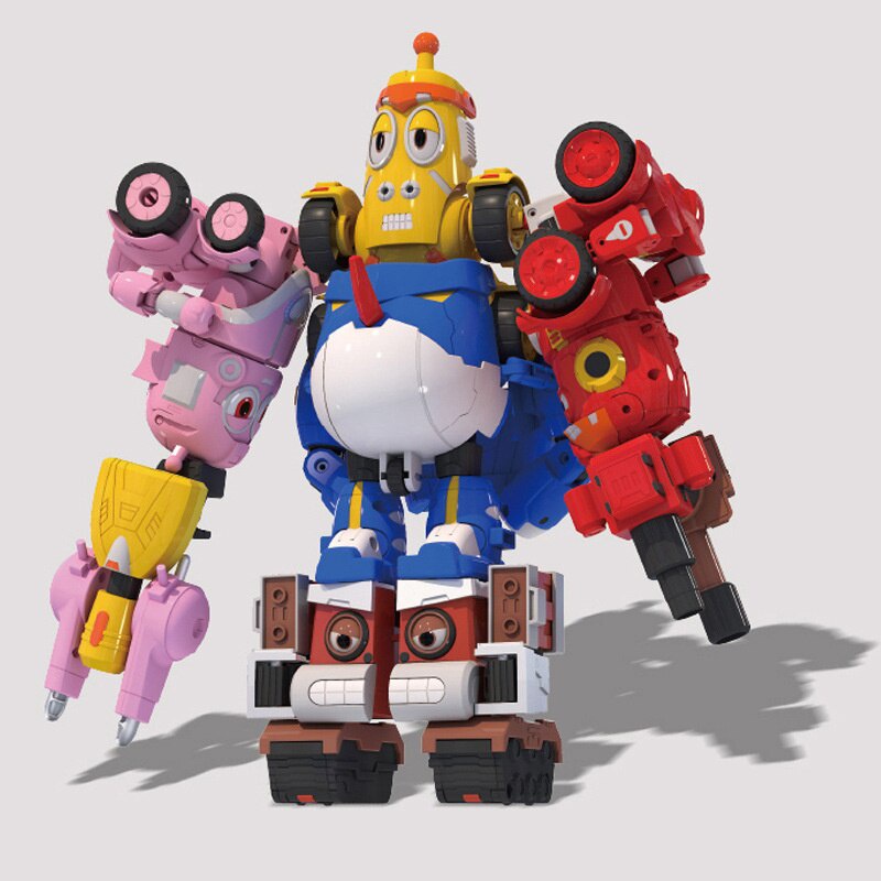 5pcs/set Larva Toy Robot Creative Fun Assembly Transformation Toy Cute Anime Mecha Action Figure Model Birthday Gift for Kid