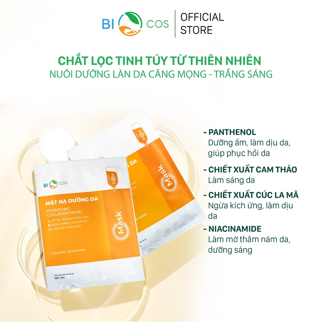 Mặt Nạ Dưỡng Da BIOCOS - Hydrating Collagen Mask - Hộp 5 Gói (25g/Gói)