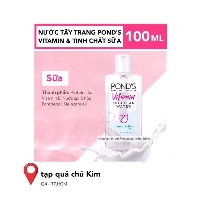 Nước tẩy trang POND'S tinh chất sữa 100ML Vitamin Micellar Water Nourishing Milk