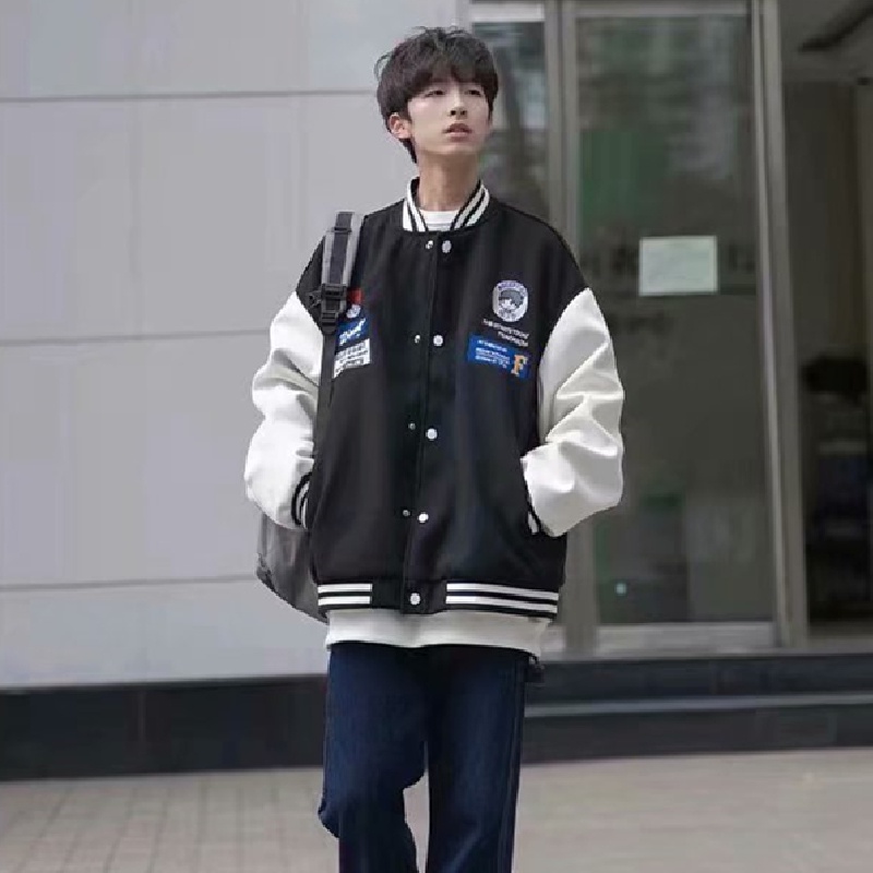 Áo khoác bóng chày phối họa tiết hoạt hình phong cách Nhật Bản size M-3XL