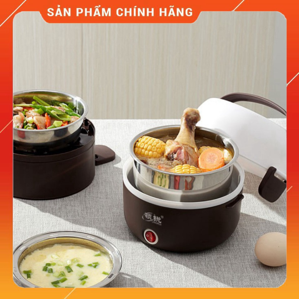 HỘP MINI NẤU,Ủ CƠM, ĐỒ ĂN TIỆN DỤNG 3 tầng ruột inox [ BẢO HÀNH 6 THÁNG]