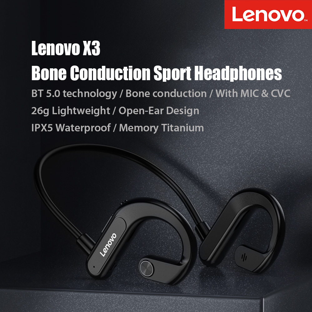 Original Lenovo X3 Bone Conduction Bluetooth Earphone Sport Waterproof Wireless Bluetooth Headphone 2021 New Designed