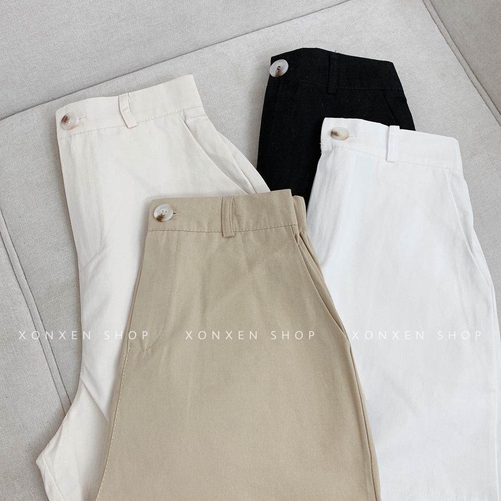QUẦN SHORT NỮ chất vải kaki mềm lưng thun co giãn túi xéo bên dễ thương XONXEN SHOP size S M L mã 3306