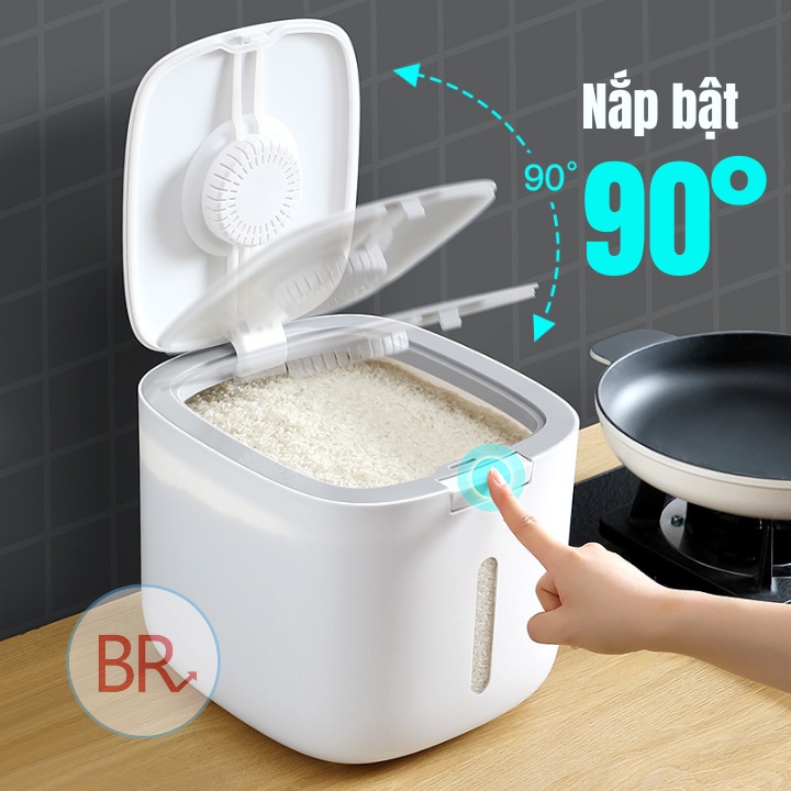 Thùng Đựng Gạo Thông Minh 5 Lít Chống Ẩm Chống Côn Trùng - Thùng Đựng Thực Phẩm Nắp Bật Cao Cấp Br 01687