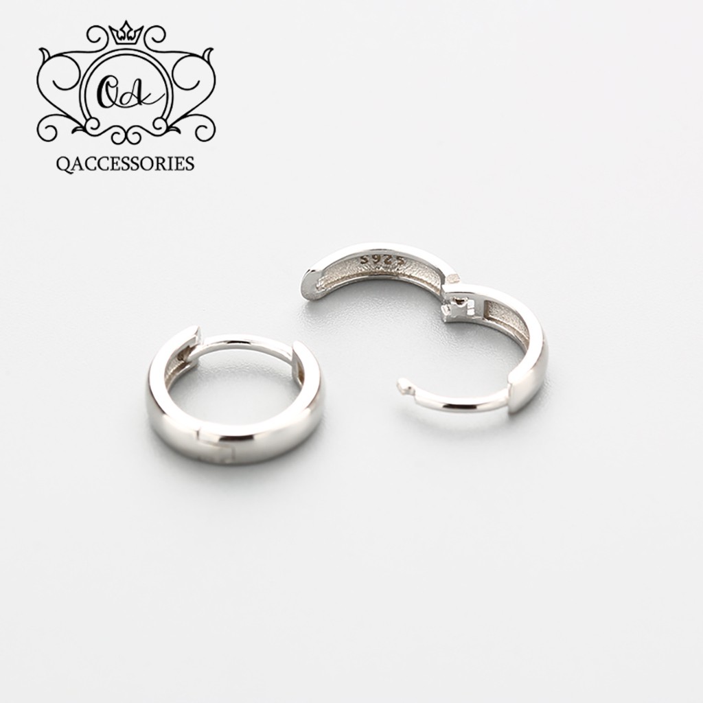 Khuyên tai bạc 925 nam nữ tròn dày bản to chốt lẫy bông tối giản S925 HOOP Silver ...