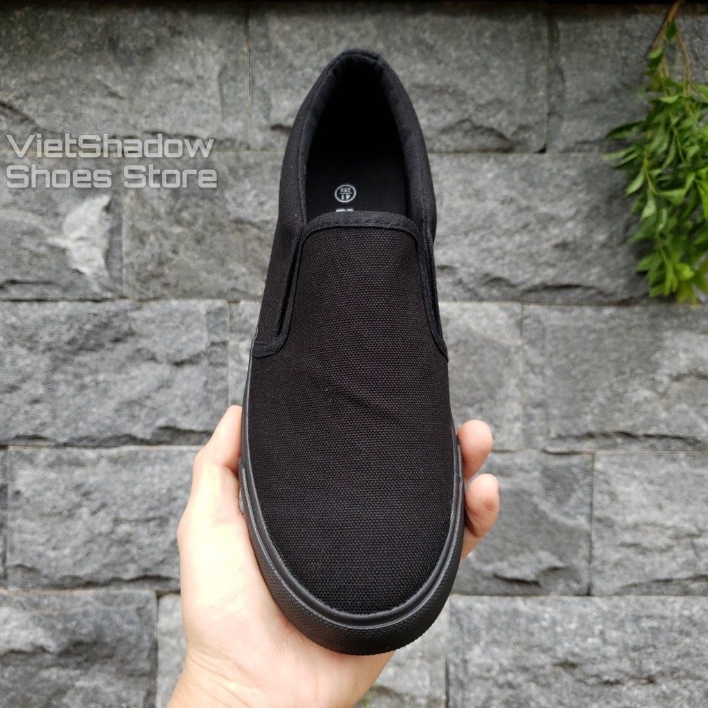 Slip on nam - Giày lười vải "little star" - Vải thô màu đen full - Mã A511 | BigBuy360 - bigbuy360.vn