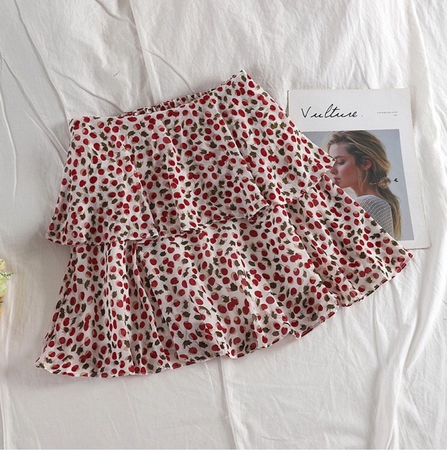 Váy nữ voan in hình trái cherries | BigBuy360 - bigbuy360.vn