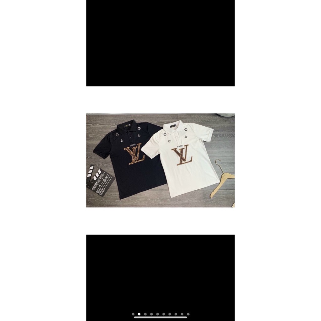 Áo thun nam POLO có cổ tay ngắn thêu LV vải cotton dày mịn co dãn thoáng khí 2 màu trắng đen cao cấp-AHFASHION | BigBuy360 - bigbuy360.vn
