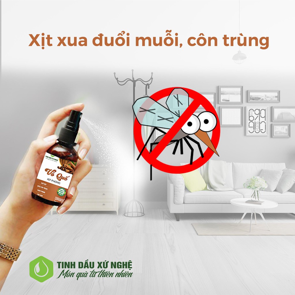 Tinh dầu xịt thơm VỎ QUẾ – Đuổi muỗi, gián và côn trùng 100ml