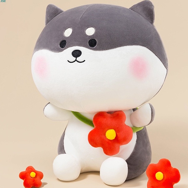 Gấu Bông Chó Husky Đeo Túi Hoa 20cm, Shiba Gà SALOME -  Hàng Cao Cấp