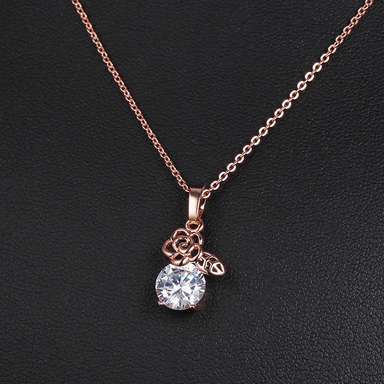 Vòng cổ đính đá zircon màu vàng hồng phong cách Nhật Hàn thời trang cho nữ