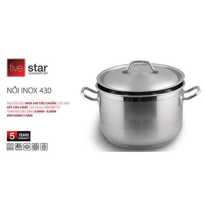 Bộ nồi luộc gà fivestar 26,28,30cm nắp inox