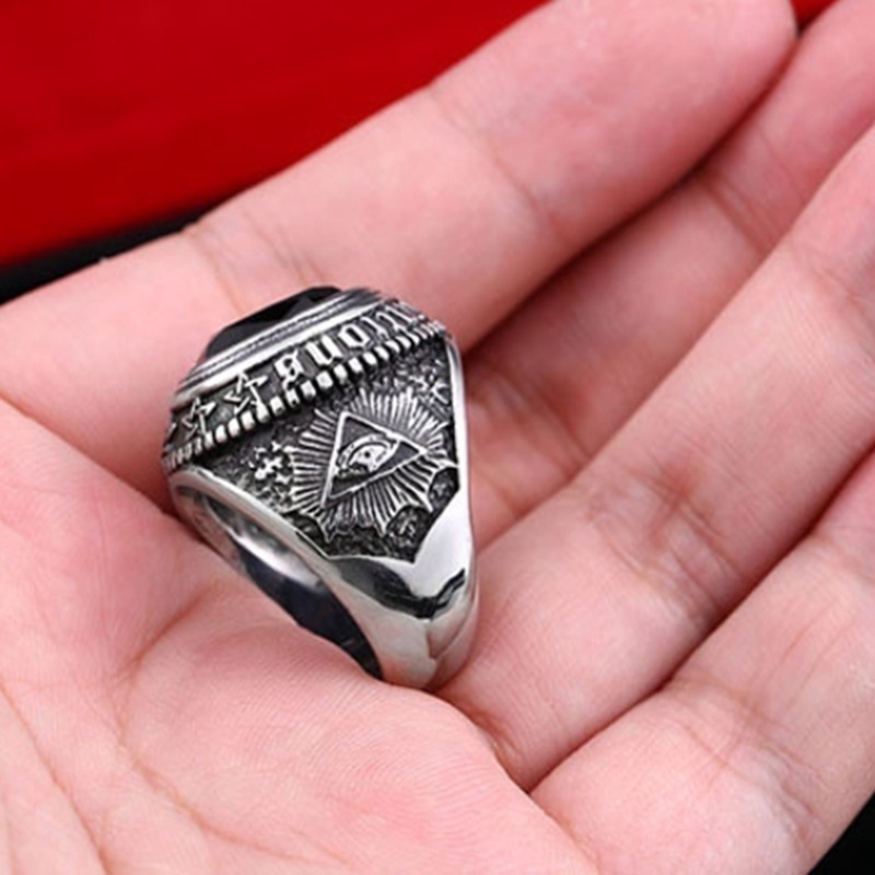 Nhẫn đính đá quý giả phong cách vintage thời trang cho nam