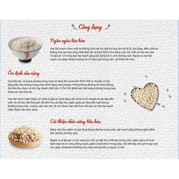 Hạt đại mạch Hakubaku - Nhật Bản  - Hàng DATE MỚI