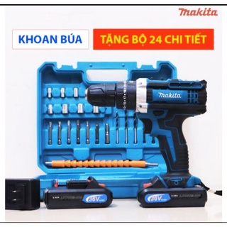 Máy khoan pin 36v makita, ⭐ khoan búa, tặng 24 phụ kiện, 2 pin sạc