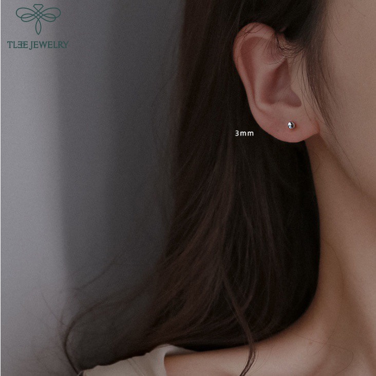 Khuyên tai bạc unisex TLEE bi minidot basic cá tính TleeJewelry B0207