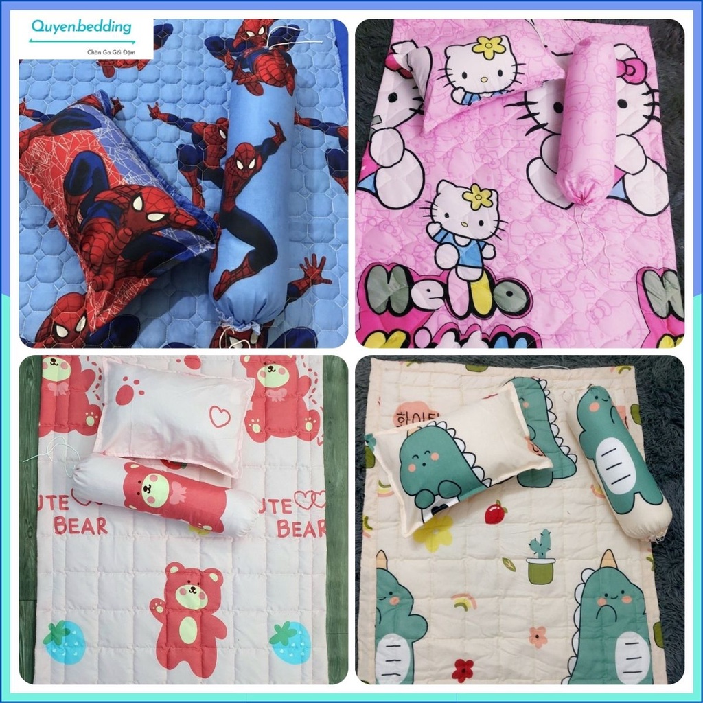 Xả lỗ set chăn hè poly cotton trần bông cho bé , bao gồm 5 món đa dạng màu sắc đáng yêu , thấm hút mồ hôi , kháng khuẩn