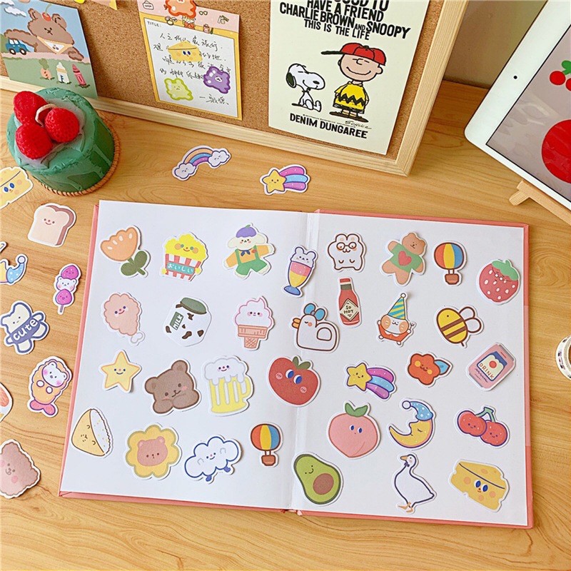 Gói 20 stickers hoạt hình dễ thương trang trí