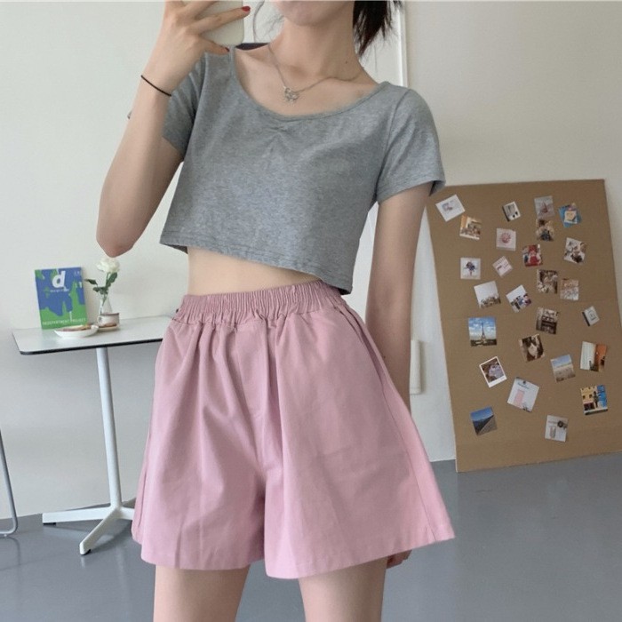 Quần Short Nữ Cotton Trơn ❤️ Hana Store - Freeship ❤️ Quần đùi nữ chất thun, cạp chun co giãn, 3 màu trơn basic ❤️