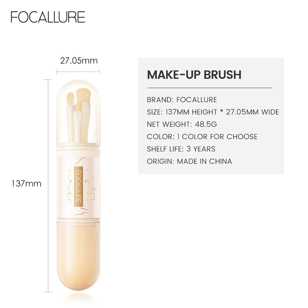 Bộ 4 cọ trang điểm FOCALLURE 4 trong 1 thiết kế thu gọn được tiện dụng
