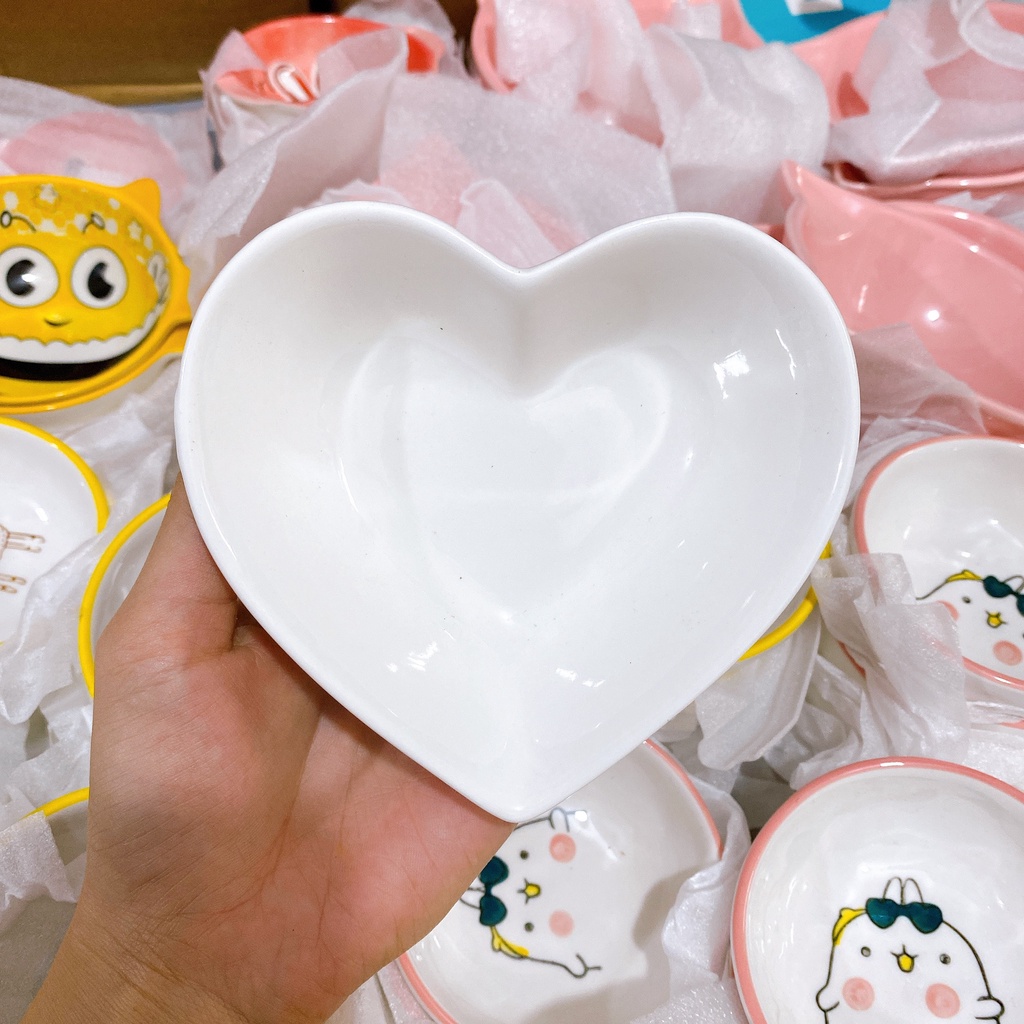 Chén bát ăn dặm gốm sứ cao cấp hình trái tim love dành cho bé từ 5 tháng tuổi trở lên