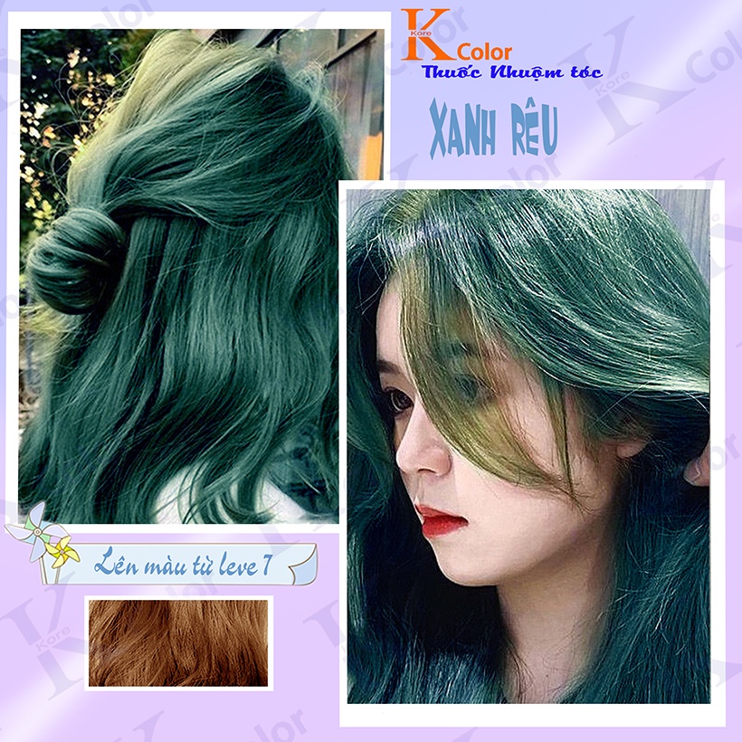 Thuốc nhuộm tóc Xanh Rêu không tẩy sử dụng tại nhà nhiều thảo dược giá rẻ kcolor