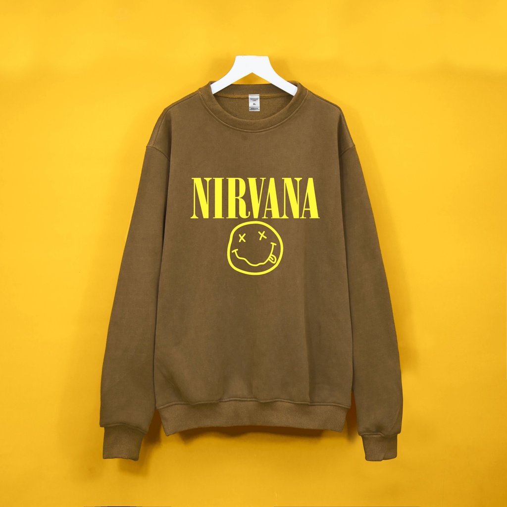 Áo nỉ bông Sweater Nirvana MẶT VÀNG  Dogo Store , áo sweater nam nữ nỉ bông cotton