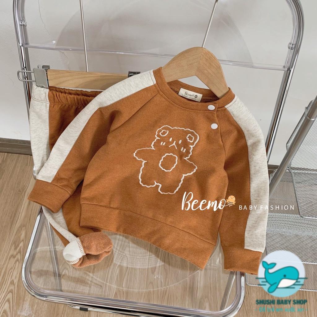 [Có sẵn] [Ảnh thật] Bộ Nỉ Cotton Bé Trai Bé Gái Thêu Gấu Hàn Quốc Beemo Cực Ngầu
