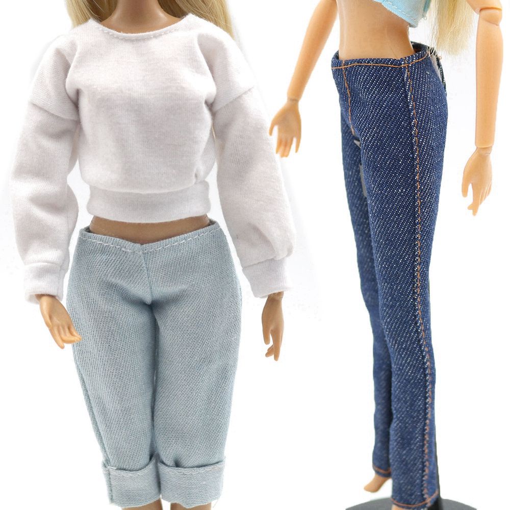 Bộ áo khoác jean + quần short da nhiều kiểu dáng tỉ lệ 1/6 11.5&quot; dành cho búp bê