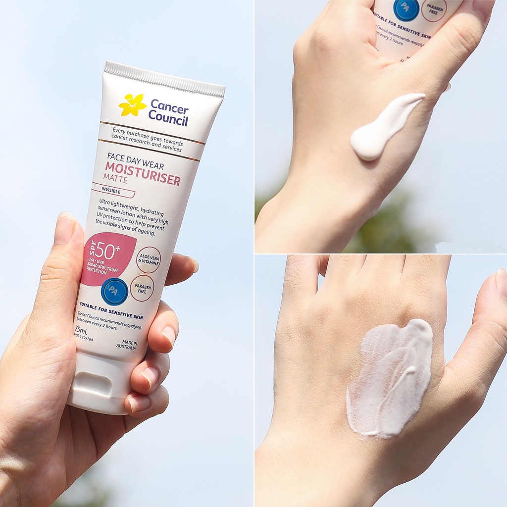 CANCER COUNCIL Kem Chống Nắng Face Day Moisturizer Invisible Hồng mỏng nhẹ SPF50+ UVA-UVB 75ml