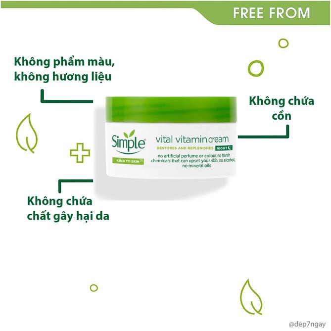 Kem dưỡng ẩm Cho Da Ban Đêm Simple Kind To Skin Vital Vitamin Night 50ml