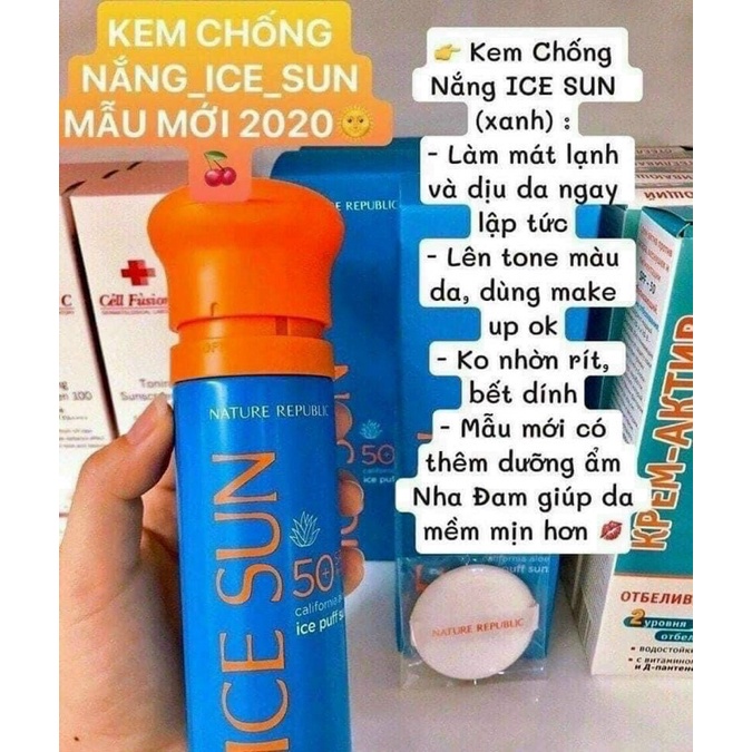 Kem chống nắng Ice Sun Nature Republic SPF 50 PA+++ Hàn Quốc