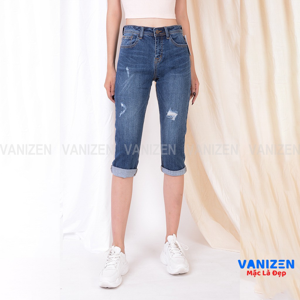 Quần ngố jean nữ đẹp lưng cao cạp cao rách hàng hiệu cao cấp mã 359 VANIZEN