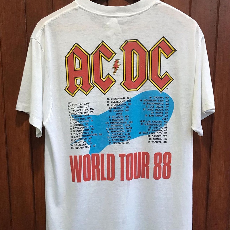 Áo Thun Ngắn Tay Dáng Rộng In Hình Ban Nhạc ACDC rock Đường Phố vintage Cho Nam Và Nữ