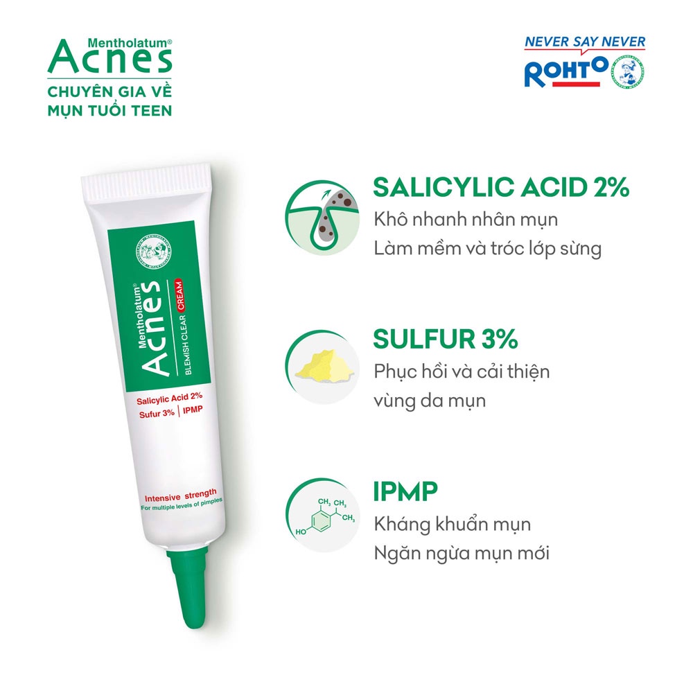 Kem giảm mụn chuyên sâu Acnes Blemish Clear Cream 10g