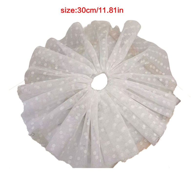 Dây Cột Tóc Co Giãn Bọc Vải Chiffon Họa Tiết Chấm Bi